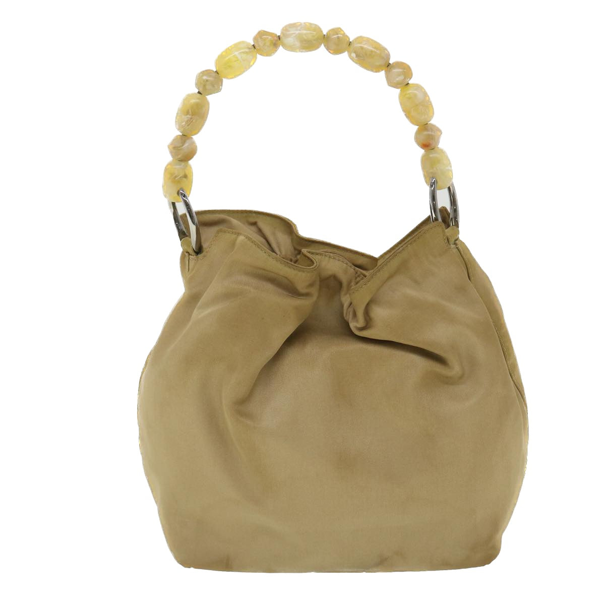 Christian Dior Maris Pearl Hand Bag Nylon Beige Auth bs4600 - 0