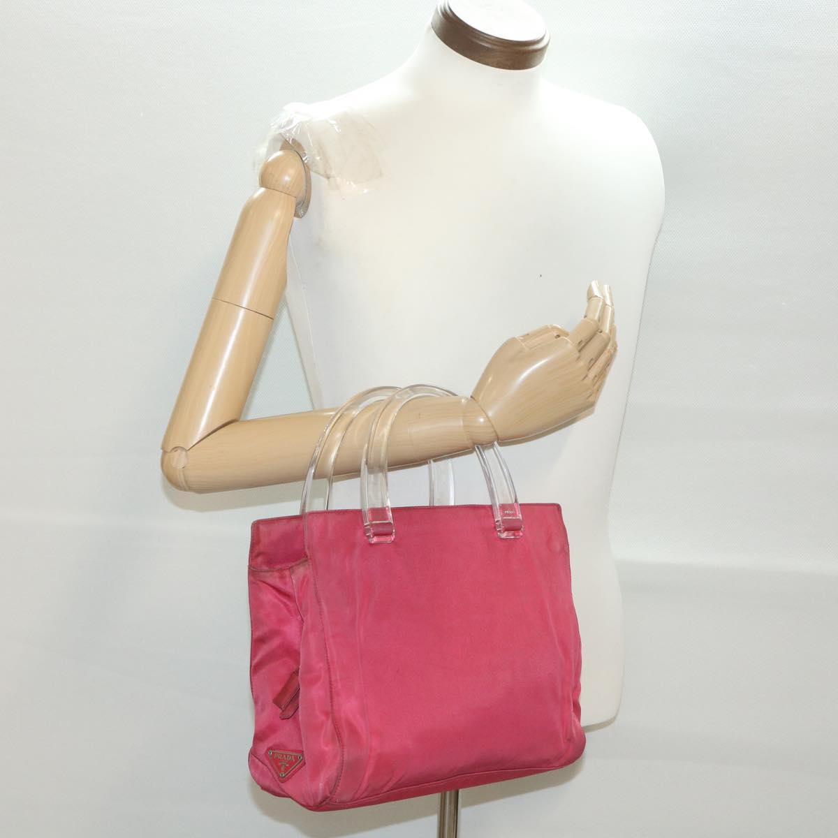 PRADA Hand Bag Nylon Pink Auth bs4613