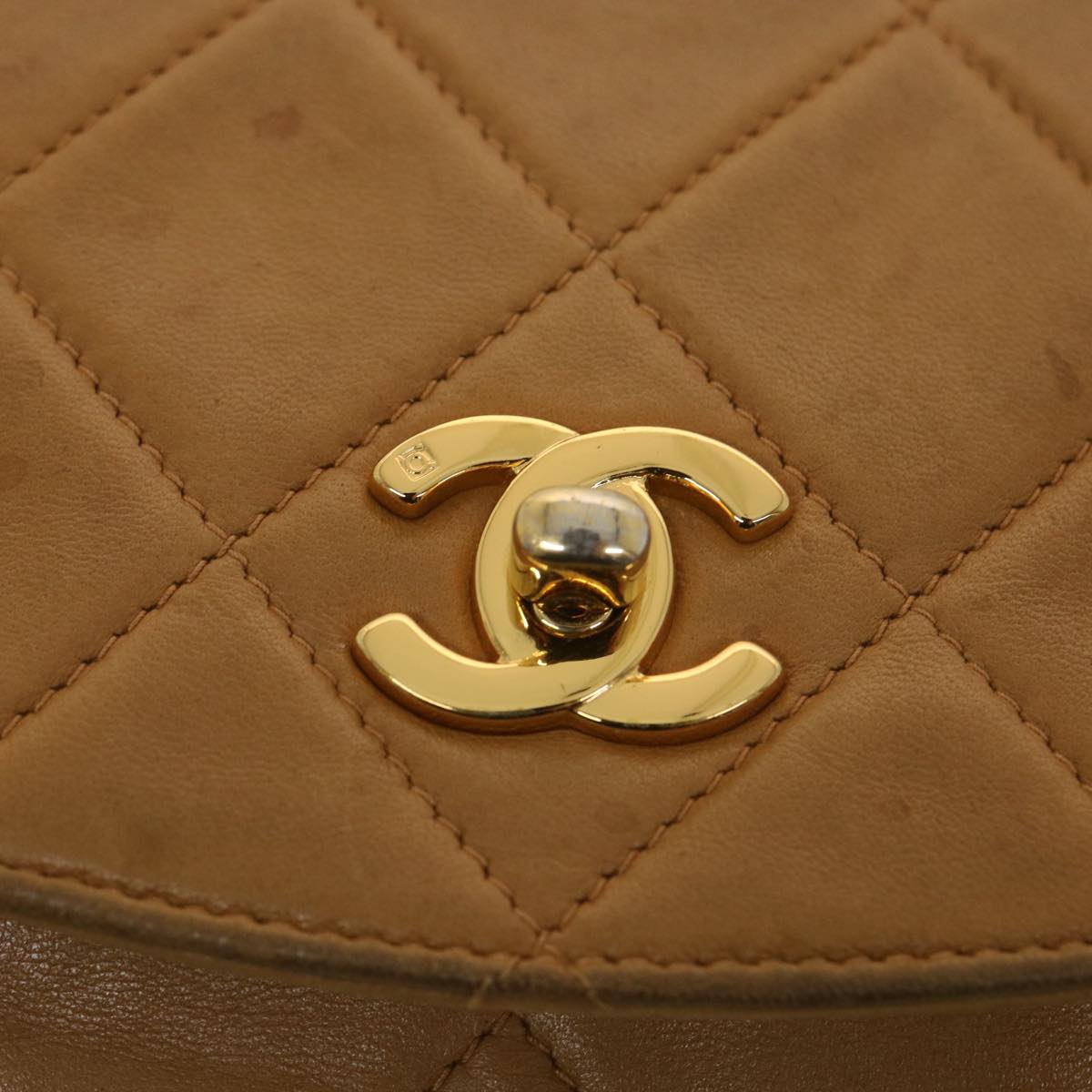 CHANEL Chain Shoulder Bag Lamb Skin Brown CC Auth bs4615