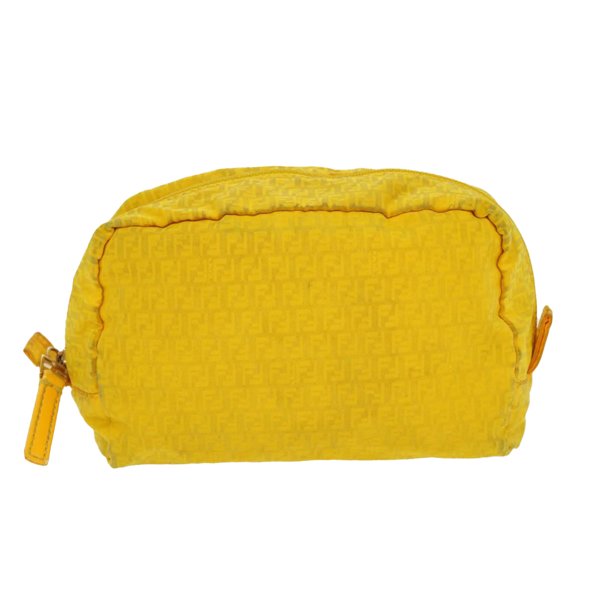 FENDI Zucchino Canvas Pouch Yellow Auth bs4618