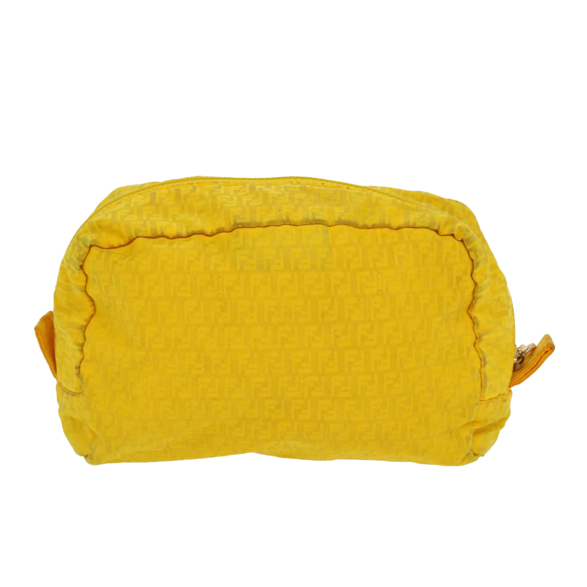 FENDI Zucchino Canvas Pouch Yellow Auth bs4618