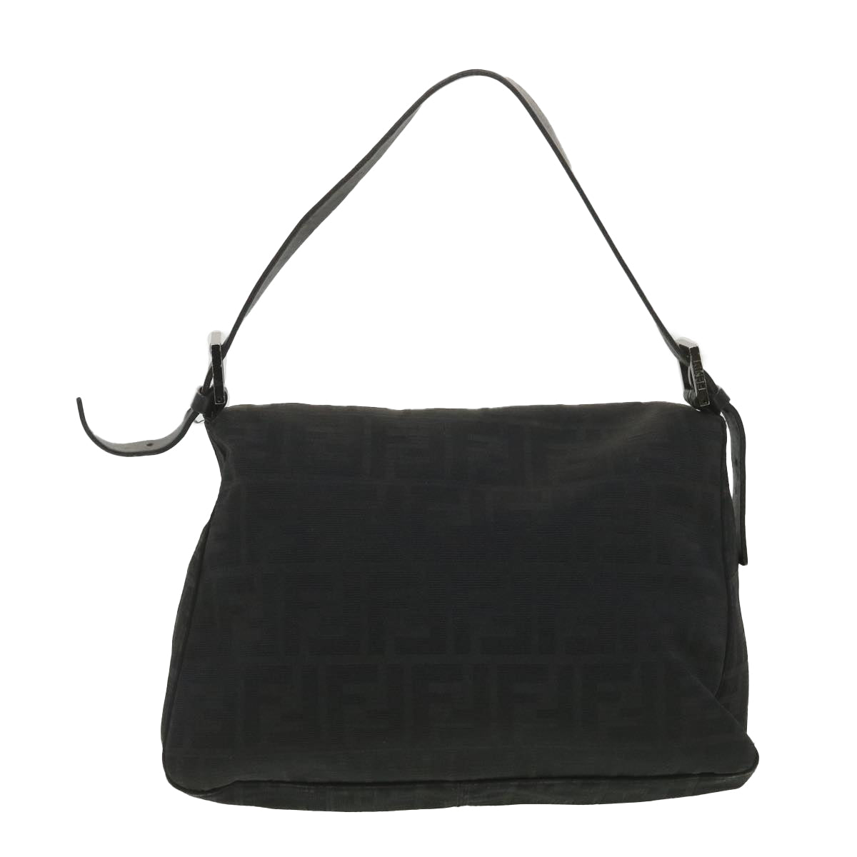 FENDI Zucca Canvas Mamma Baguette Shoulder Bag Black 2415-8BR001-019 Auth bs4631 - 0