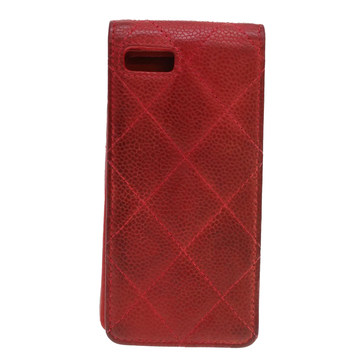 CHANEL iPhone 5 Case Caviar Skin Red CC Auth bs4706 - 0