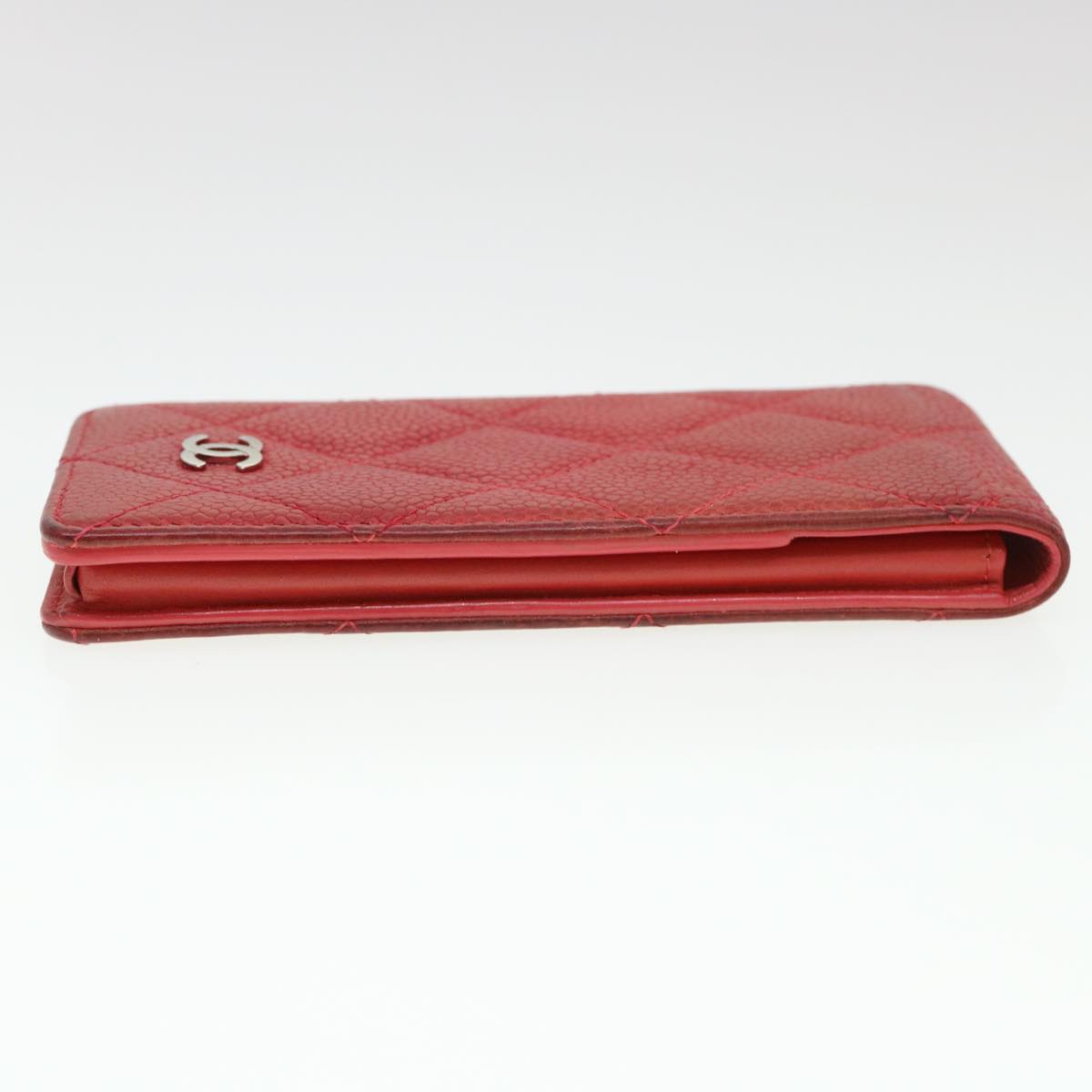 CHANEL iPhone 5 Case Caviar Skin Red CC Auth bs4706