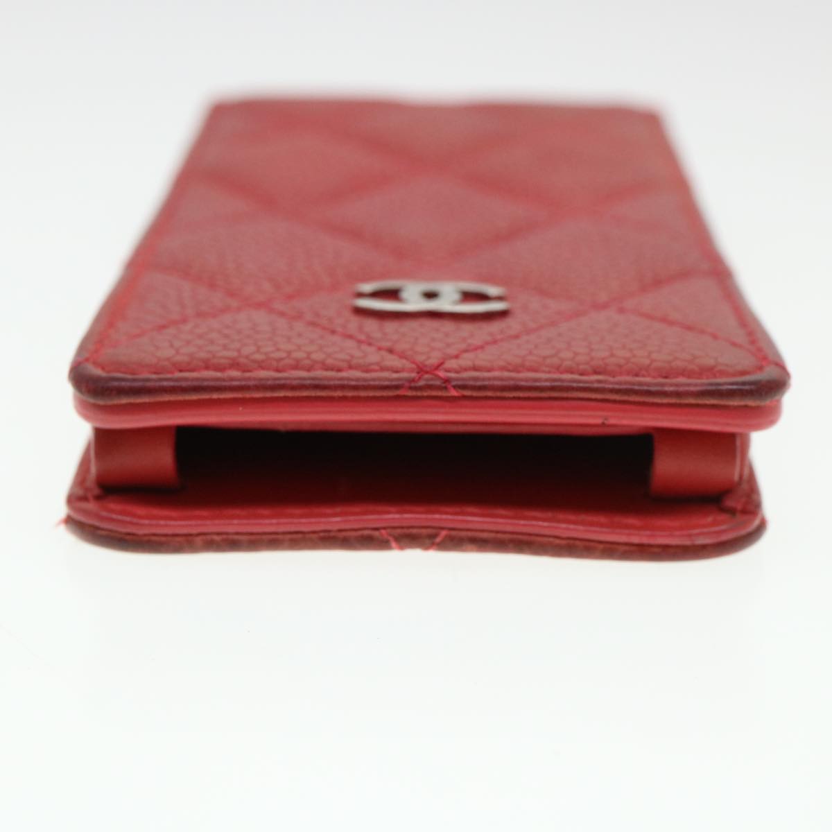 CHANEL iPhone 5 Case Caviar Skin Red CC Auth bs4706