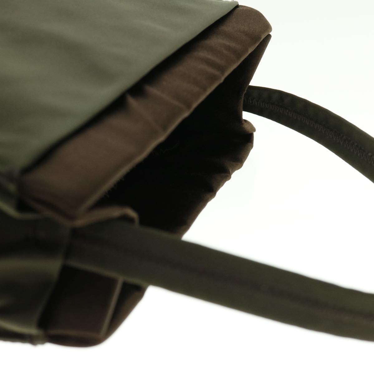 PRADA Hand Bag Nylon Khaki Auth bs4743