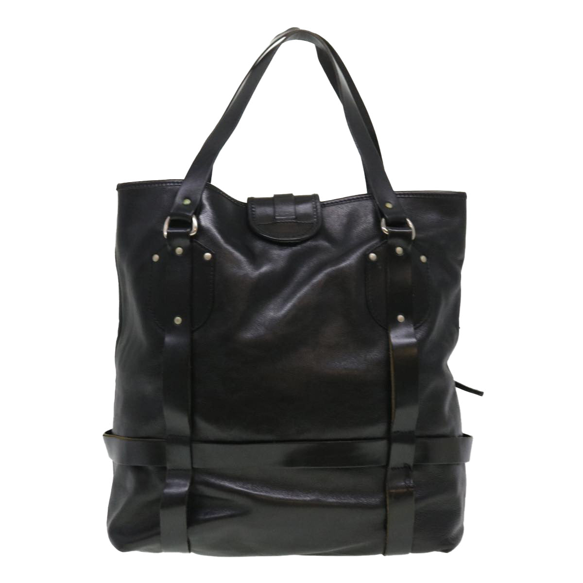 Chloe Tote Bag Leather Black Auth bs4744
