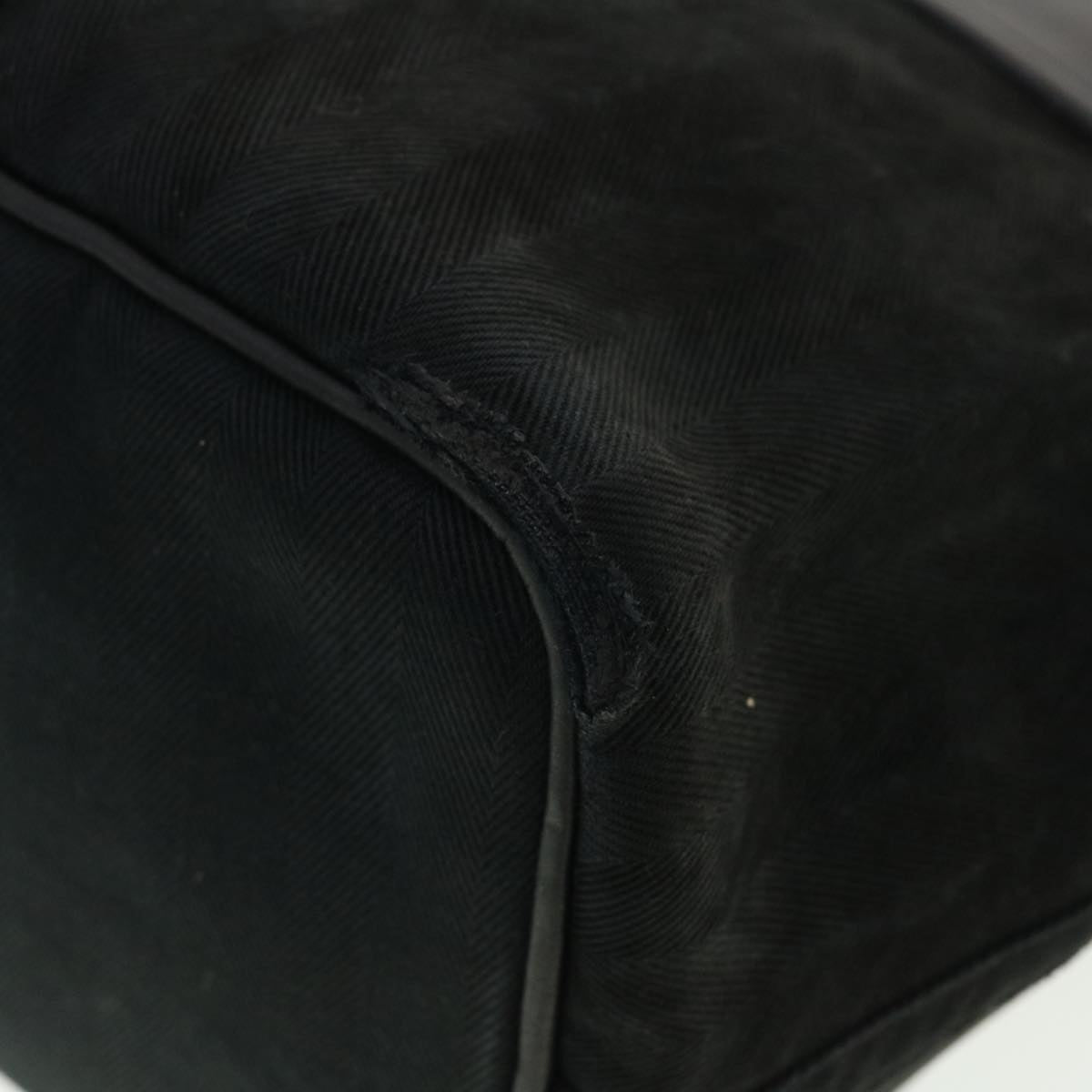 HERMES Valparaiso MM Hand Bag Canvas Black Auth bs4746