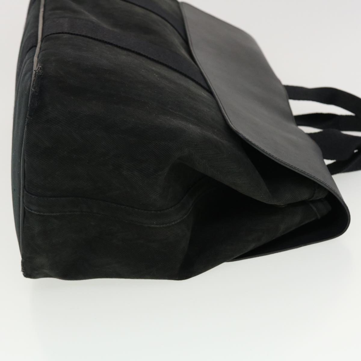 HERMES Valparaiso MM Hand Bag Canvas Black Auth bs4746