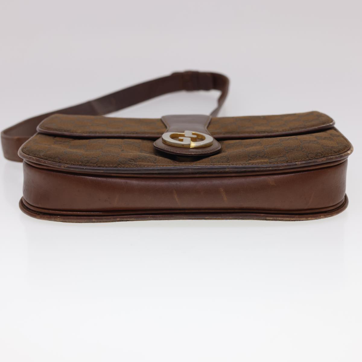 GUCCI GG Canvas Shoulder Bag Brown Auth bs4843