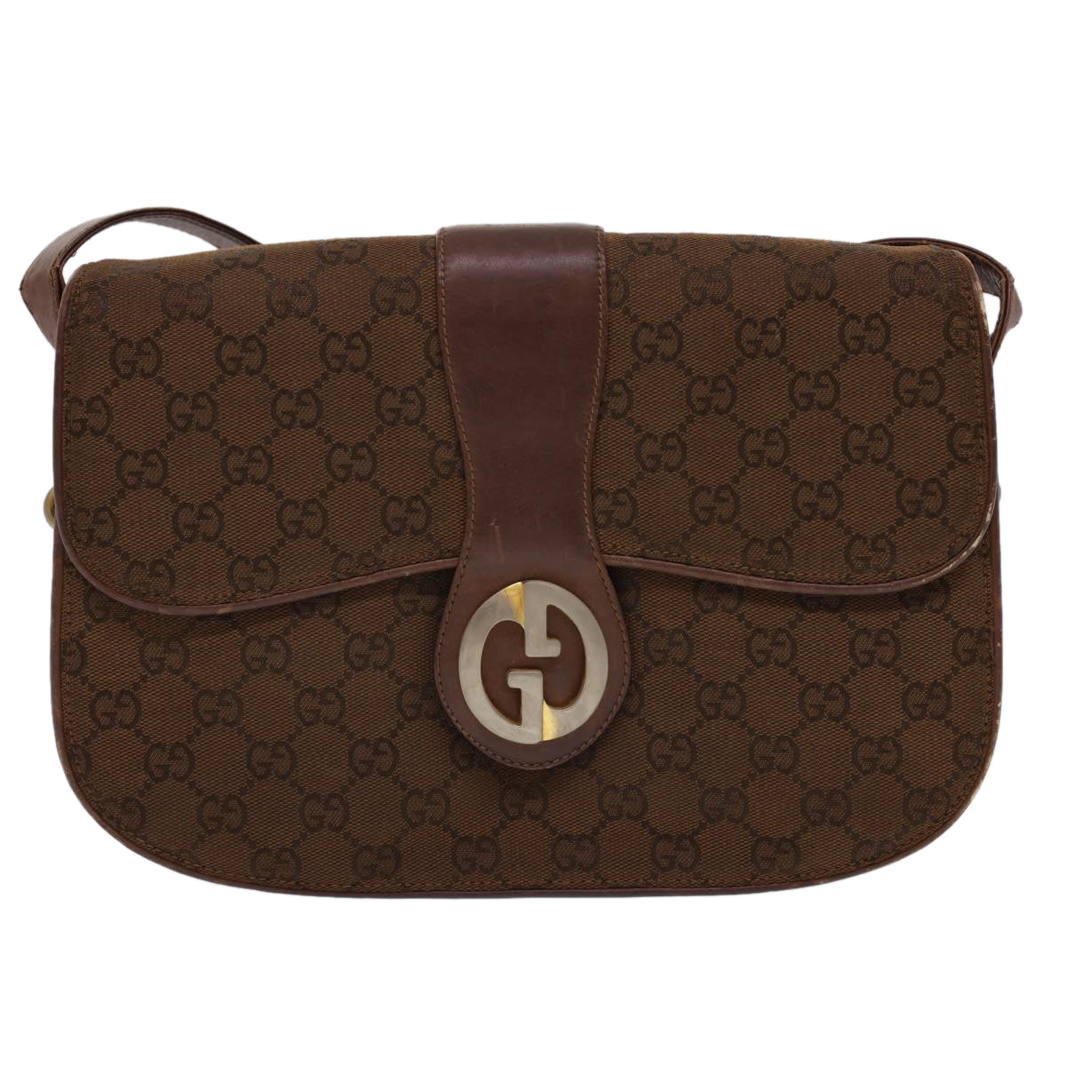 GUCCI GG Canvas Shoulder Bag Brown Auth bs4843