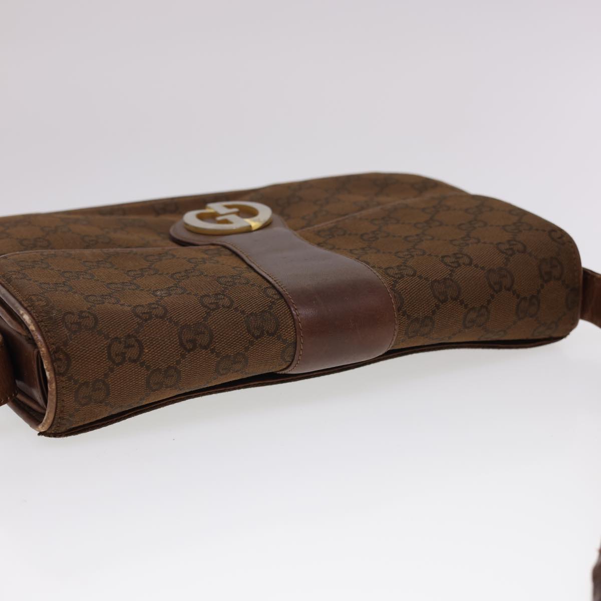 GUCCI GG Canvas Shoulder Bag Brown Auth bs4843