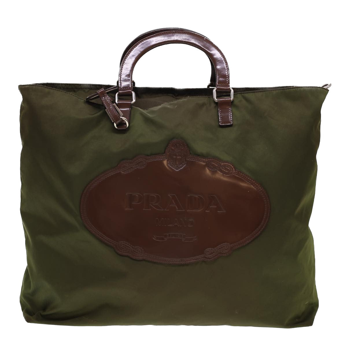 PRADA Hand Bag Nylon 2way Green Auth bs4850