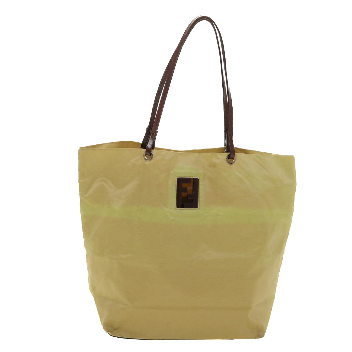 FENDI Tote Bag Nylon Khaki Auth bs4859