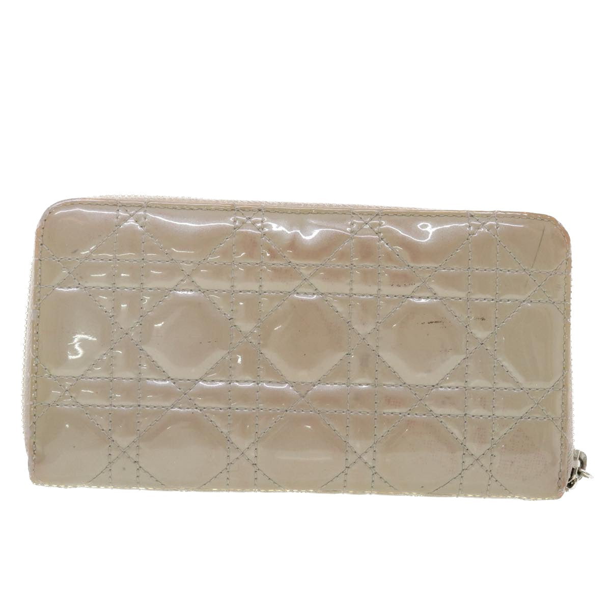 Christian Dior Lady Dior Wallet Patent leather Beige 02-LU-0172 Auth bs4860 - 0