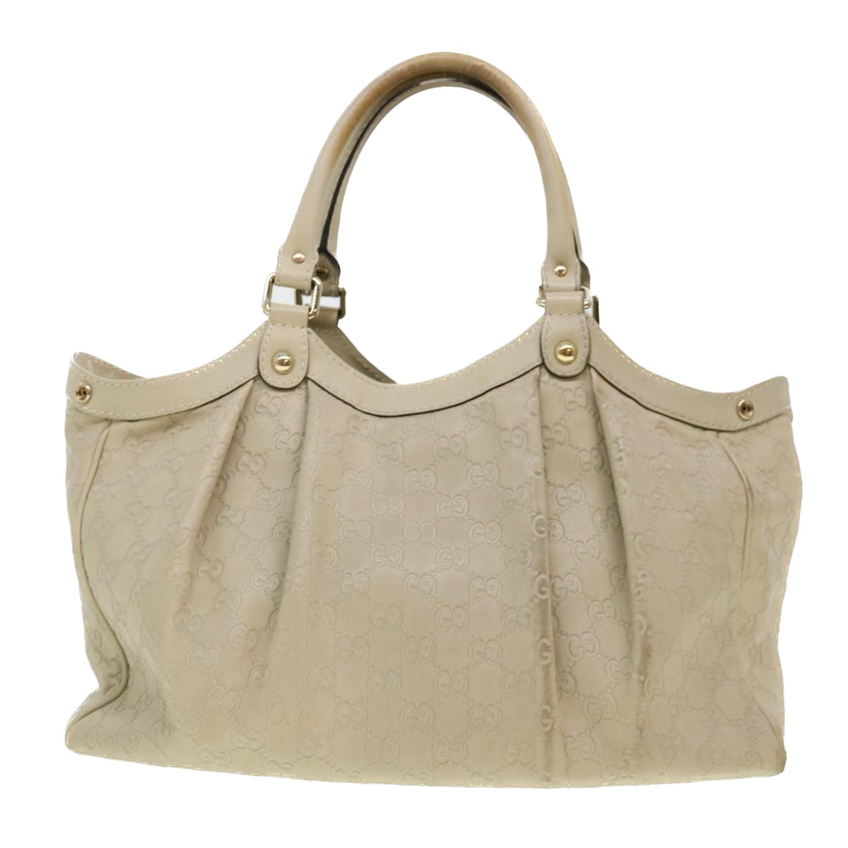 GUCCI Gucci Shima GG Tote Bag Leather Beige 211944 Auth bs4876 - 0