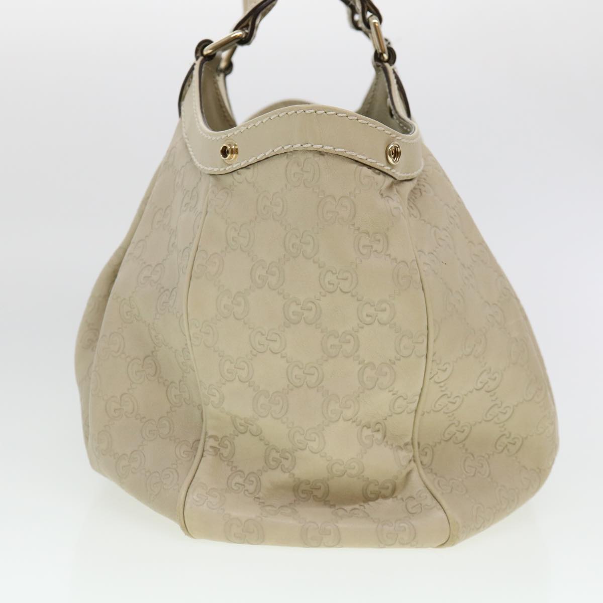 GUCCI Gucci Shima GG Tote Bag Leather Beige 211944 Auth bs4876