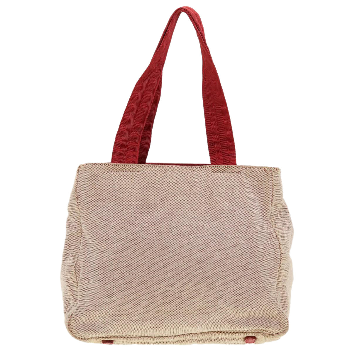 PRADA Hand Bag Canvas Beige Red Auth bs4890 - 0