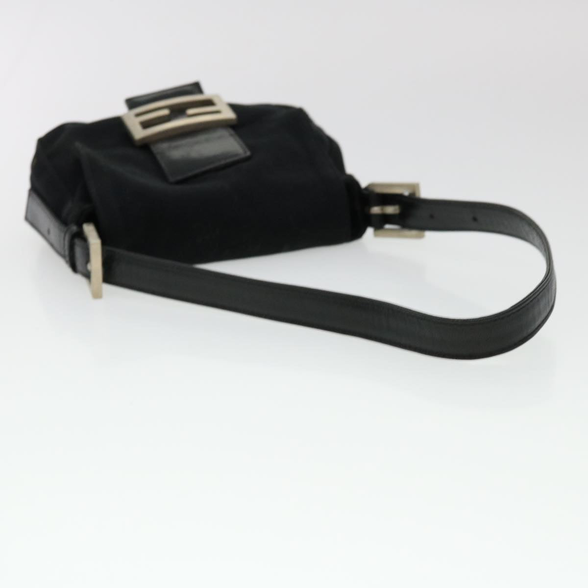 FENDI Mamma Baguette Shoulder Bag Nylon Black Auth bs4896