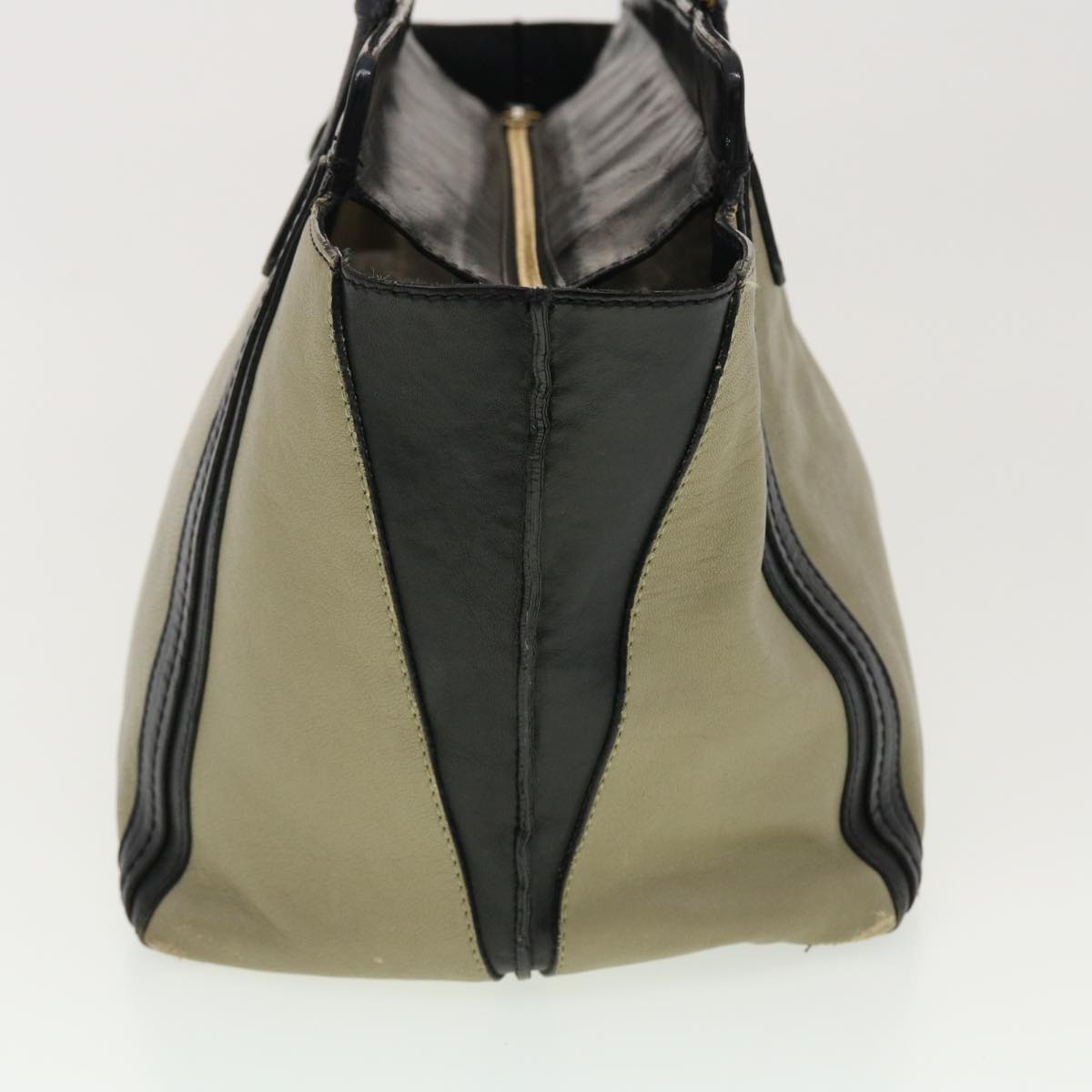 Chloe Hand Bag Leather 2Set Beige Bronze black Auth bs4905