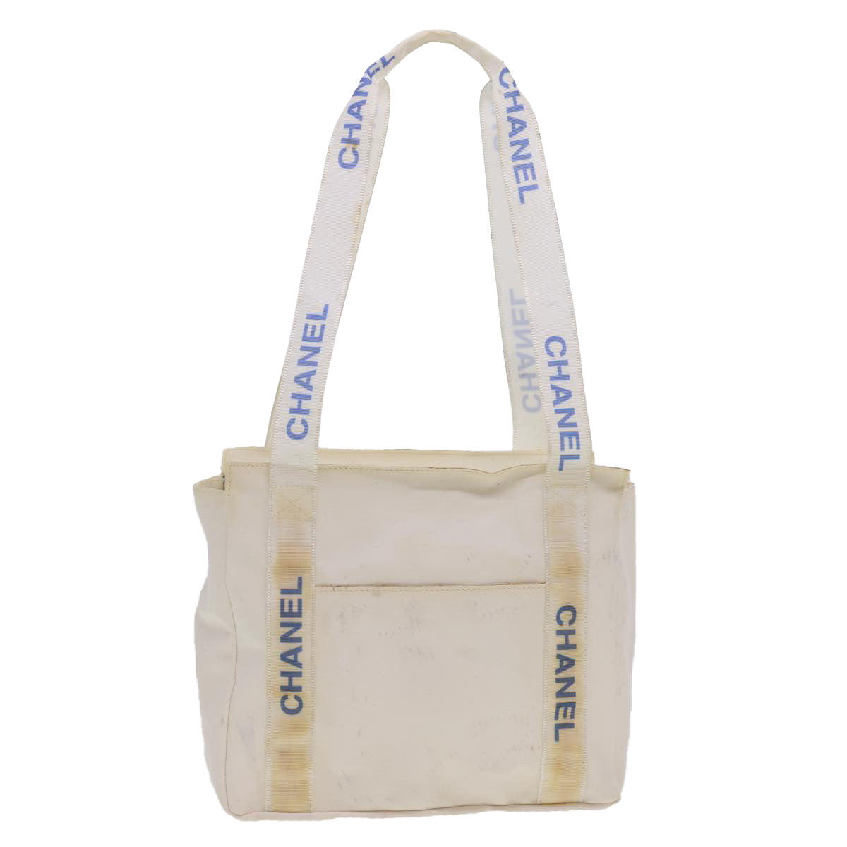 CHANEL Shoulder Bag Nylon White CC Auth bs4932