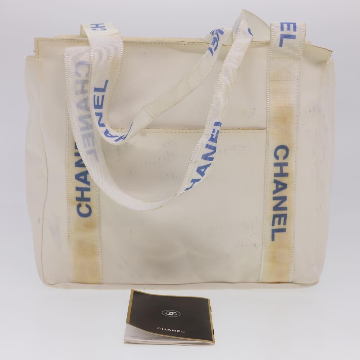 CHANEL Shoulder Bag Nylon White CC Auth bs4932