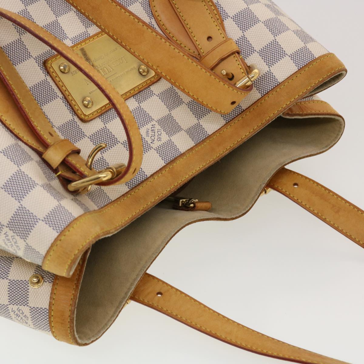 LOUIS VUITTON Damier Azur Hampstead MM Tote Bag N51206 LV Auth bs4943