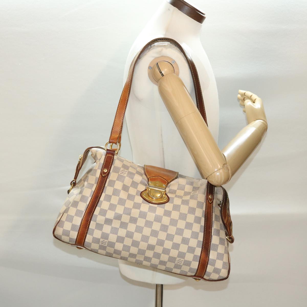 LOUIS VUITTON Damier Azur Stresa PM Tote Bag M51188 LV Auth bs4944