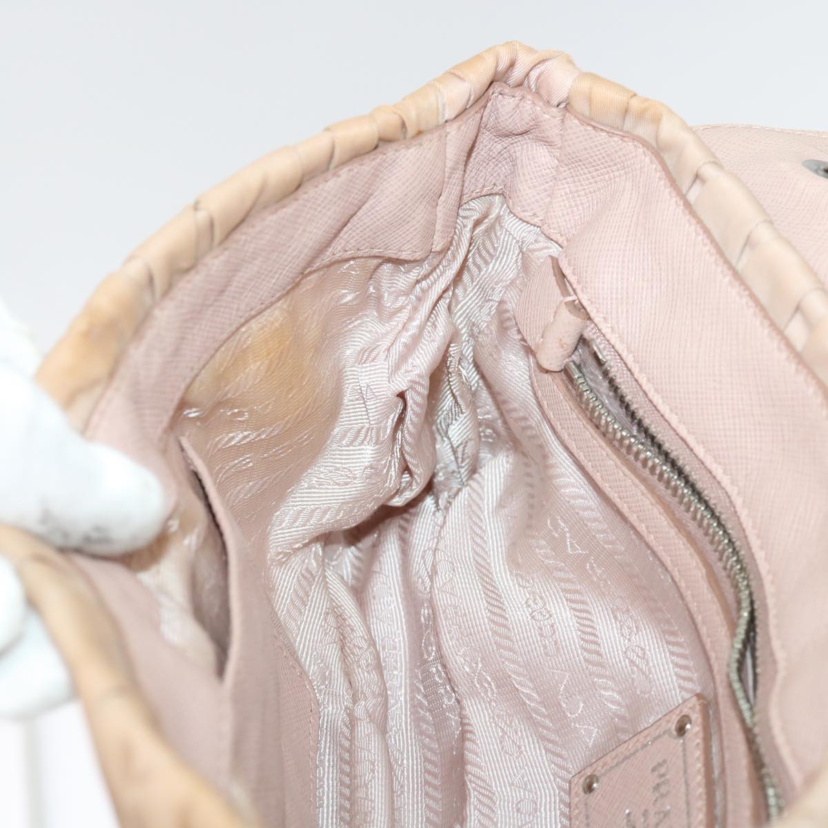 PRADA Chain Shoulder Bag Nylon Pink Auth bs4960
