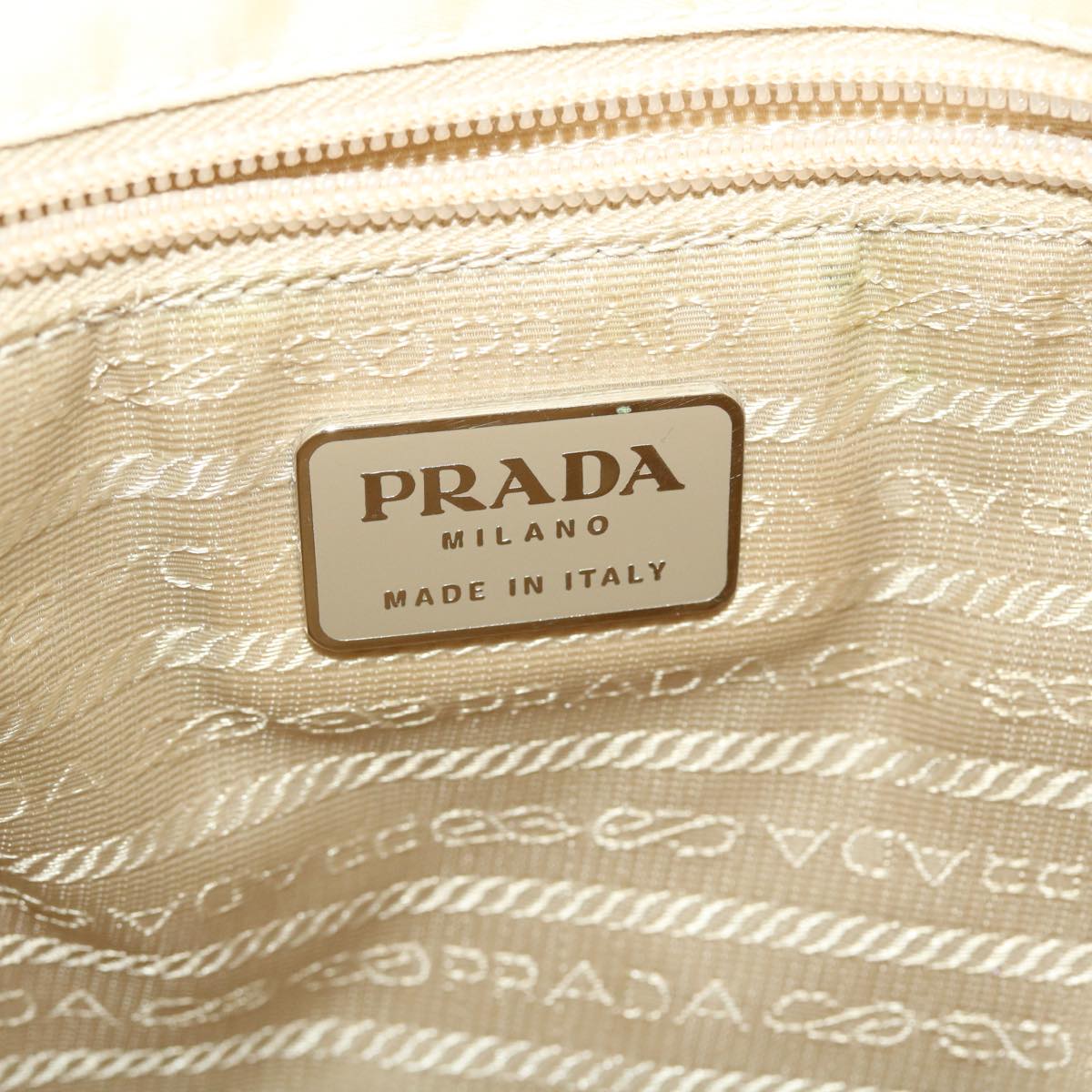 PRADA Shoulder Bag Nylon Beige Auth bs4973