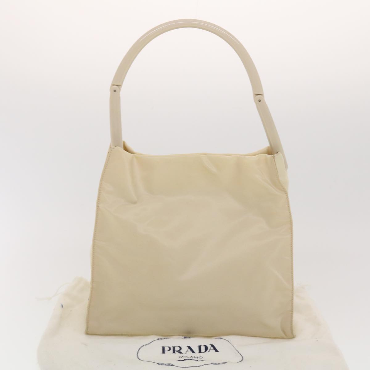 PRADA Shoulder Bag Nylon Beige Auth bs4973