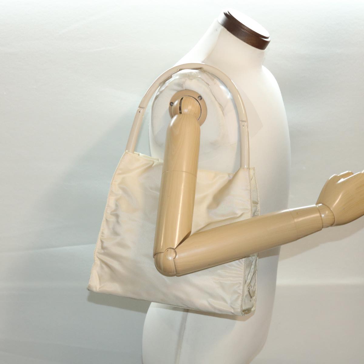 PRADA Shoulder Bag Nylon Beige Auth bs4973