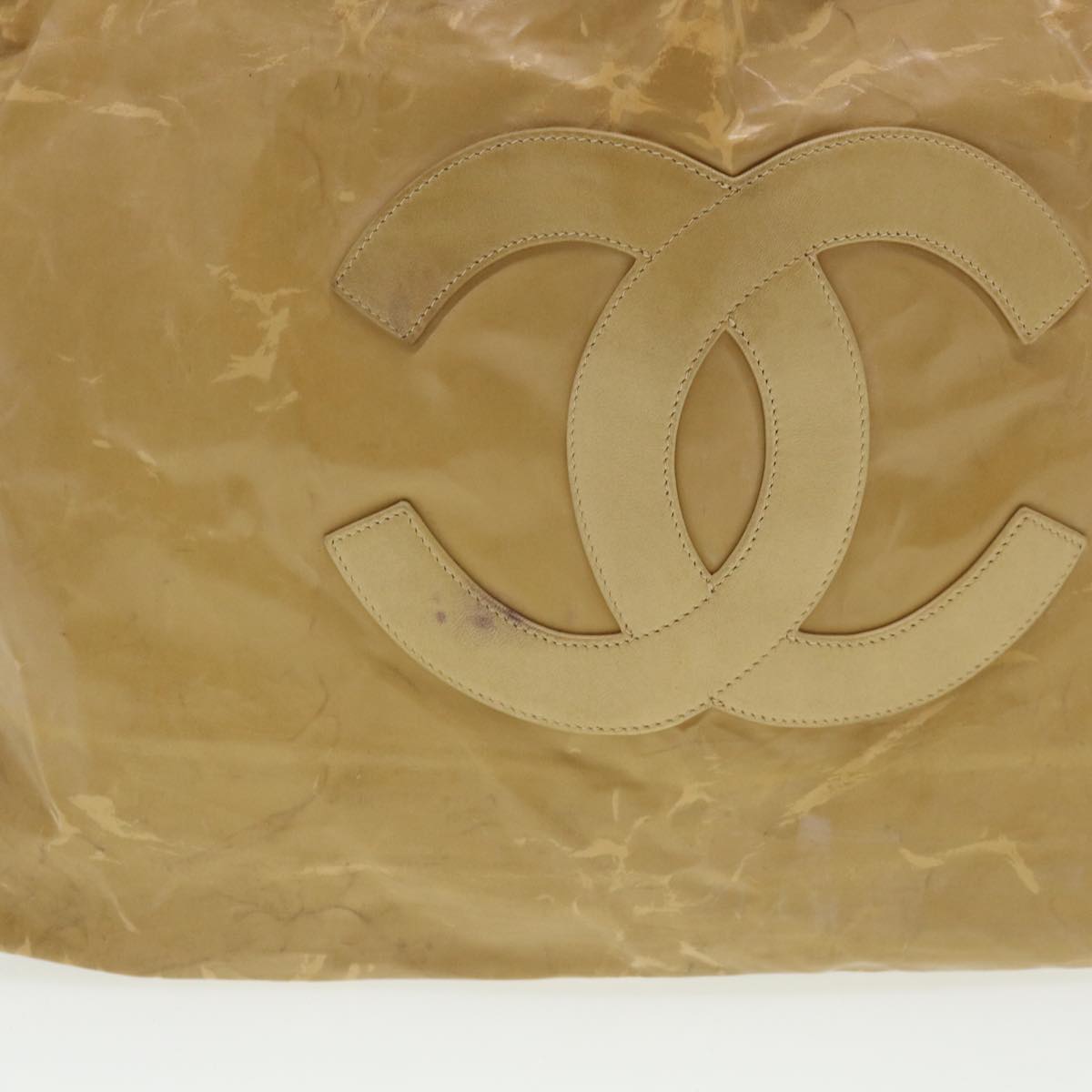 CHANEL Shoulder Bag Enamel Beige CC Auth bs5025 - 0