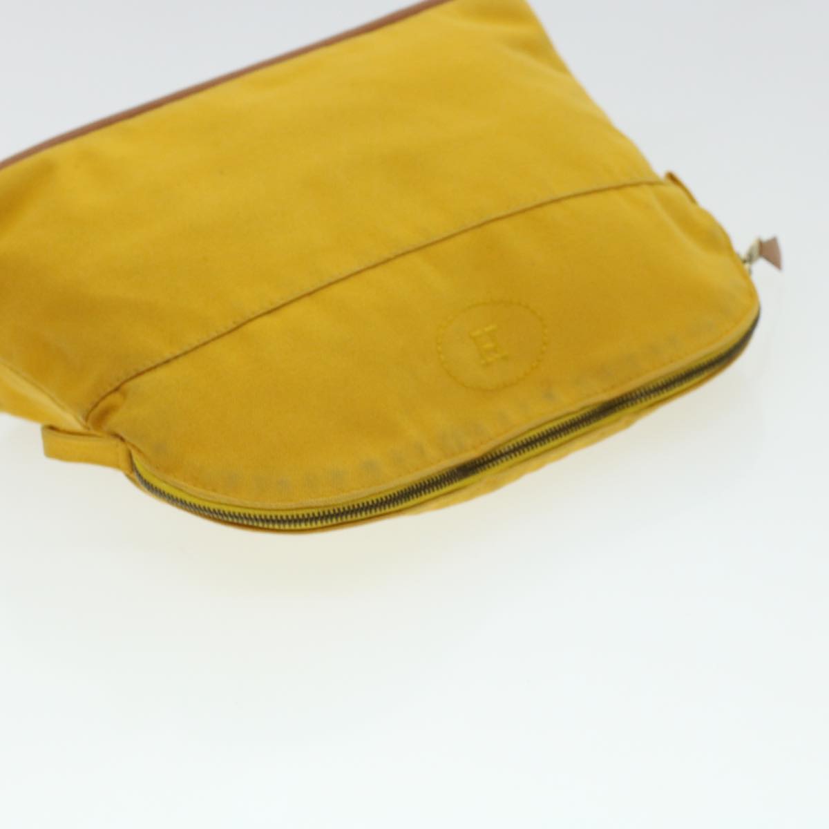 HERMES Hand Bag Canvas Pouch 2Set Red Yellow Auth bs5034