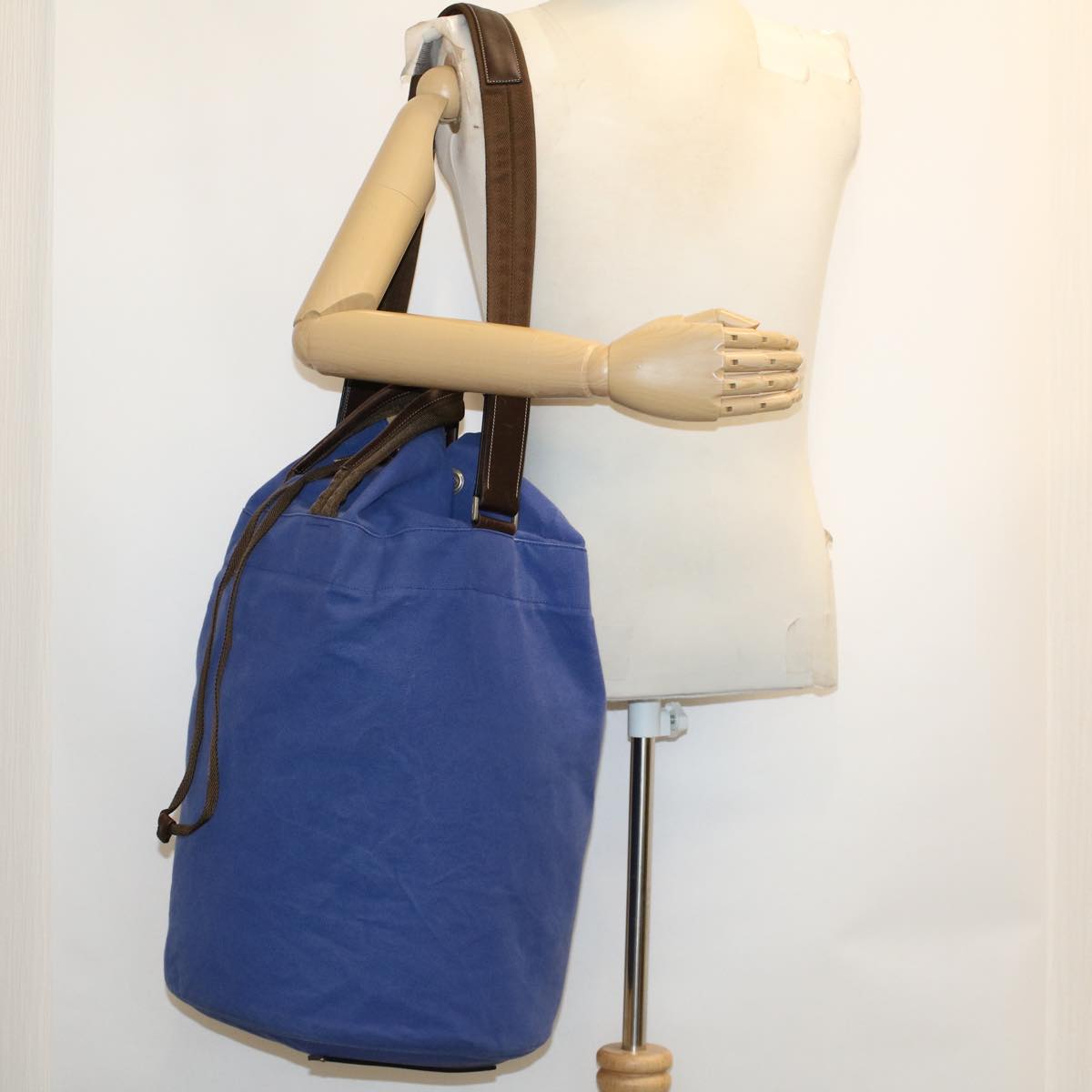 PRADA Shoulder Bag Canvas 2way Blue Auth bs5036