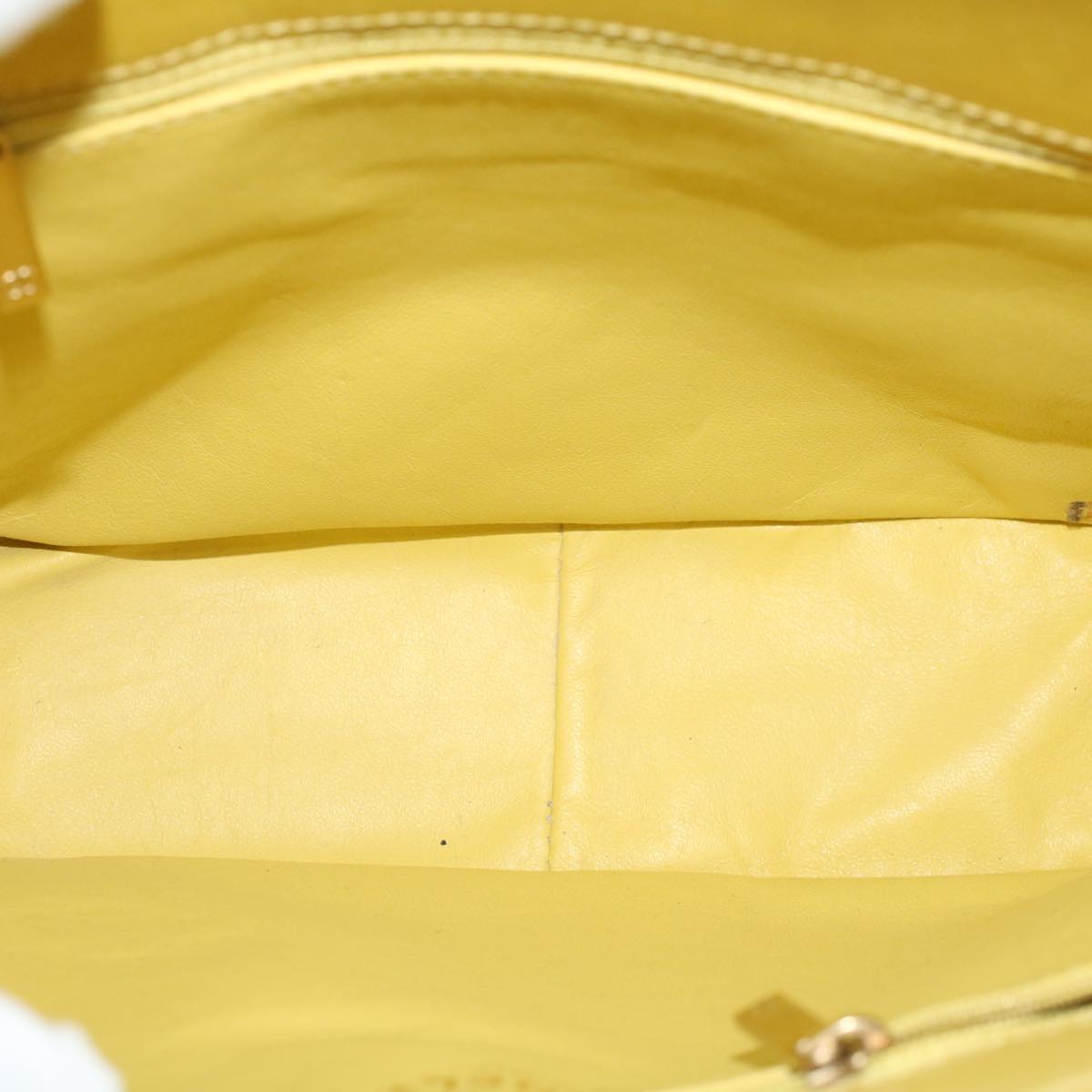 CHANEL Hand Bag Patent leather Yellow CC Auth bs5046