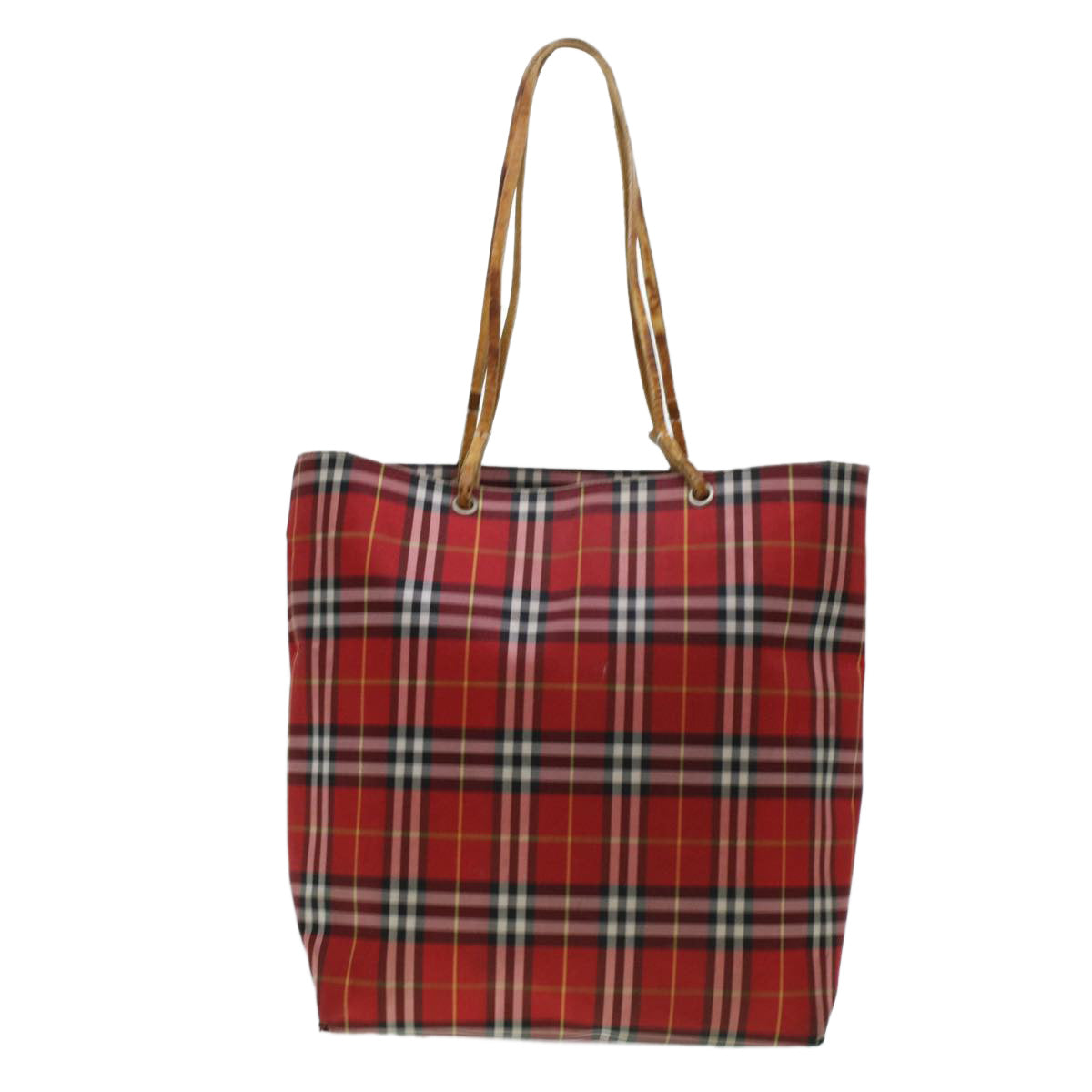 BURBERRY Nova Check Tote Bag Nylon Red Auth bs5070