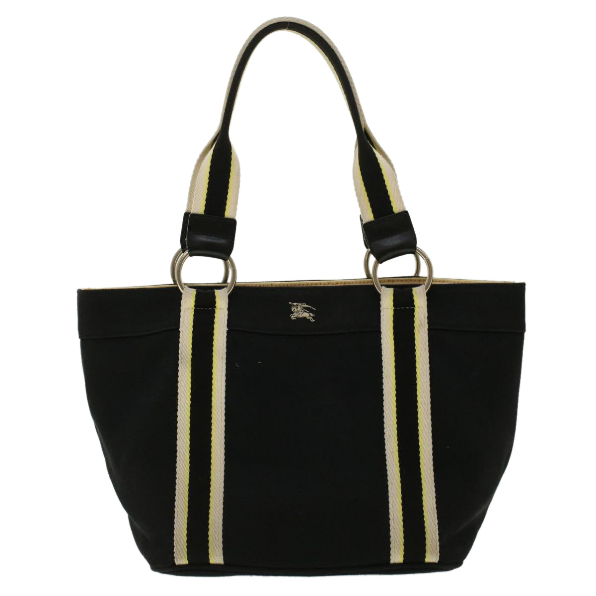 BURBERRY Tote Bag Canvas Black Auth bs5072