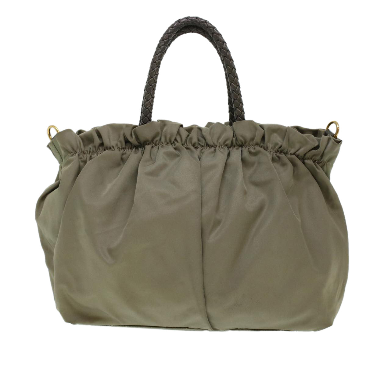 PRADA Hand Bag Nylon 2way Khaki Auth bs5073 - 0