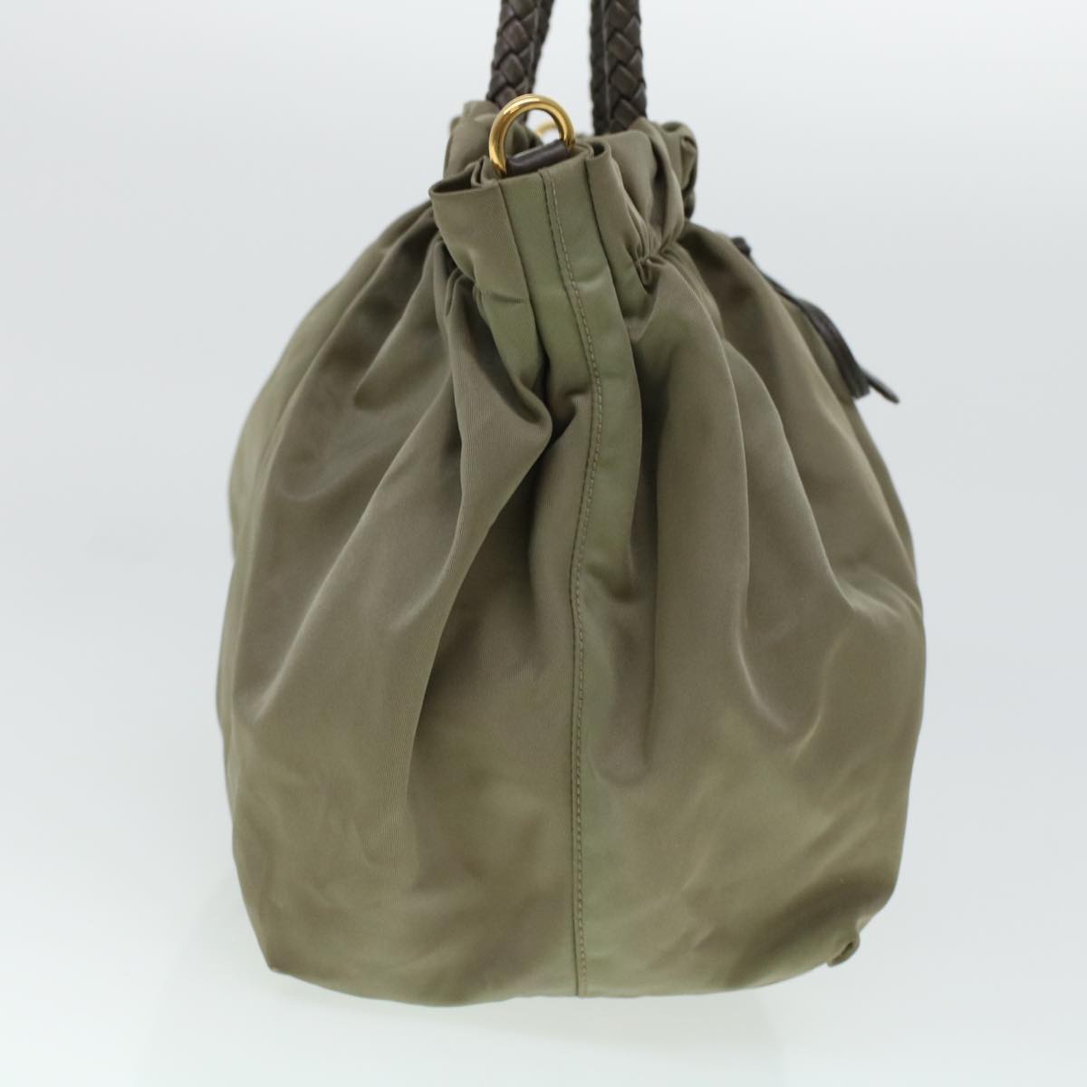 PRADA Hand Bag Nylon 2way Khaki Auth bs5073