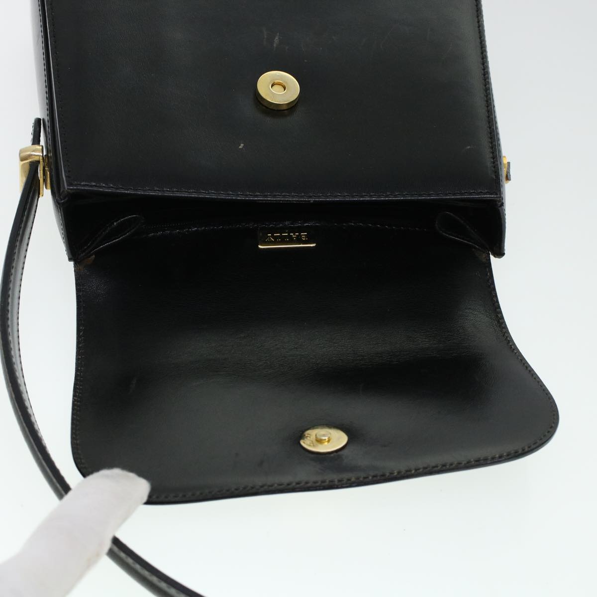 BALLY Chain Shoulder Bag Leather 2Set Black Auth bs5108