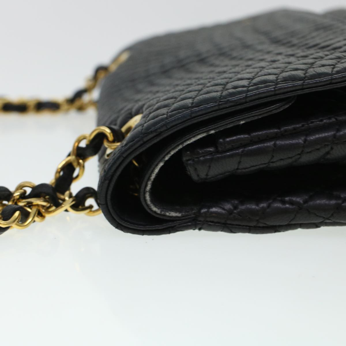 BALLY Chain Shoulder Bag Leather 2Set Black Auth bs5108