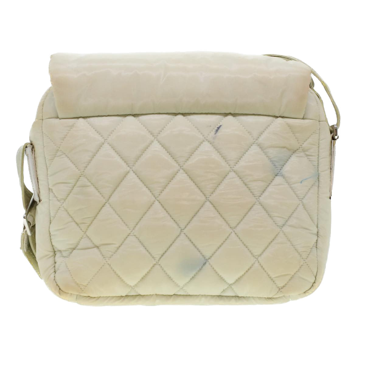 CHANEL Matelasse Shoulder Bag Patent leather White CC Auth bs5109 - 0