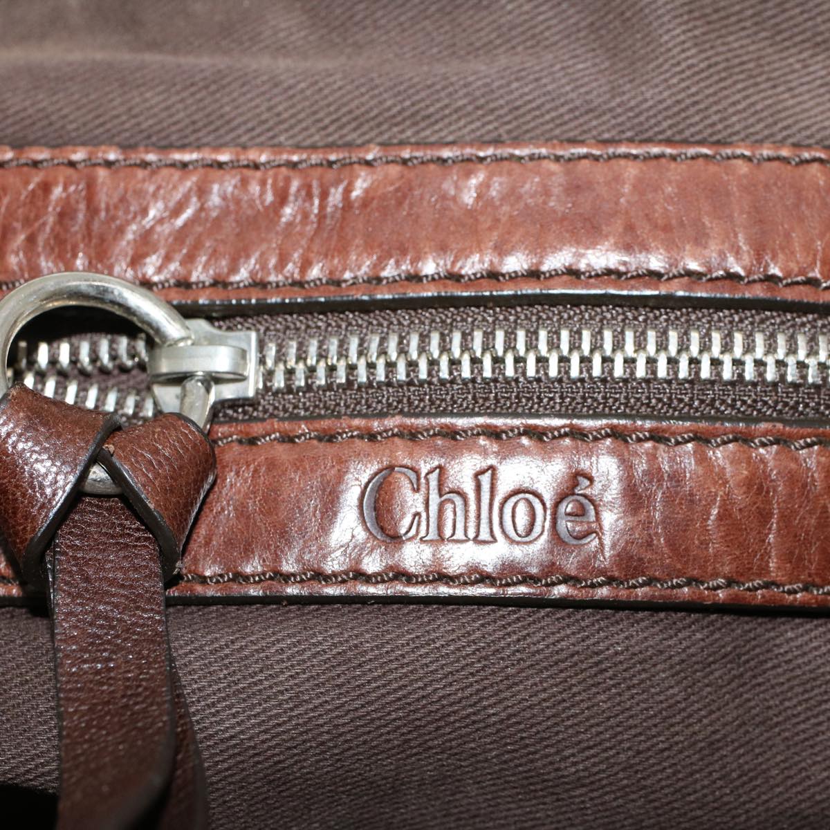 Chloe Hand Bag Leather Brown 01-08-51-5267 Auth bs5116