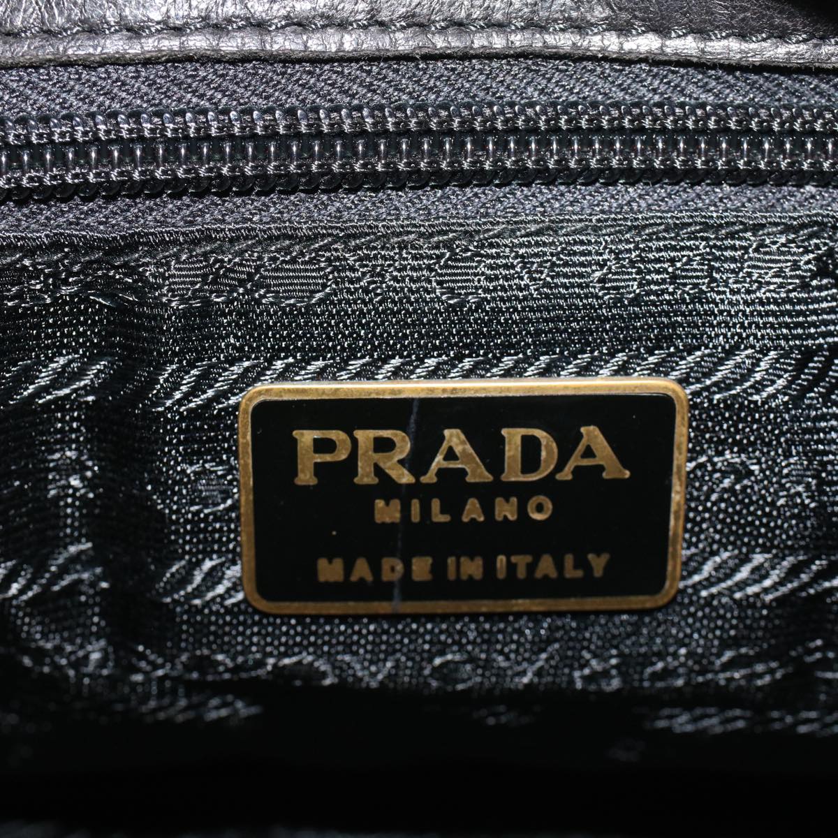 PRADA Shoulder Bag Leather Black Auth bs5139