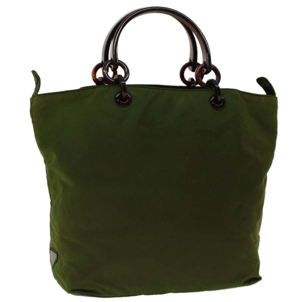 PRADA Hand Bag Nylon Green Auth bs5149