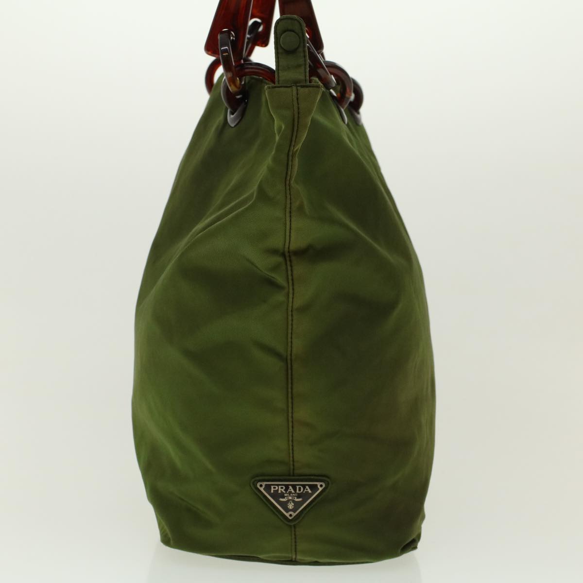 PRADA Hand Bag Nylon Green Auth bs5149
