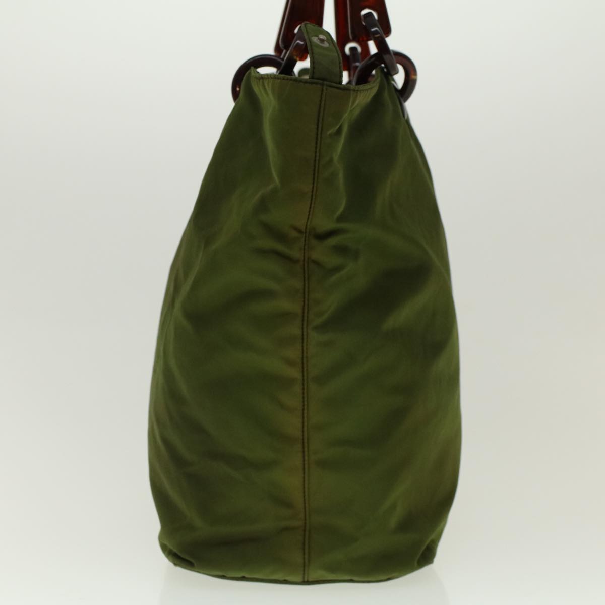 PRADA Hand Bag Nylon Green Auth bs5149