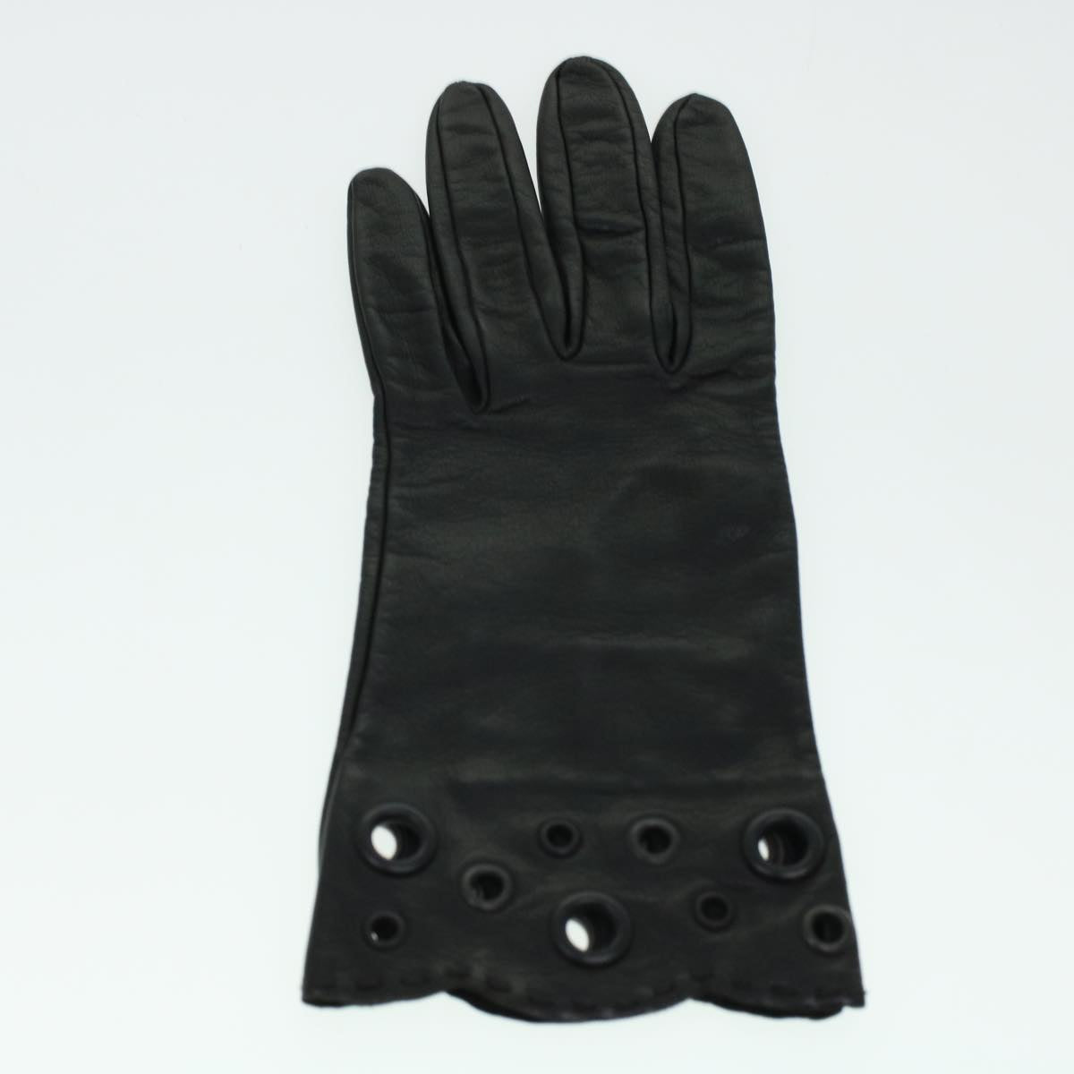 PRADA Gloves Leather Black Auth bs5166
