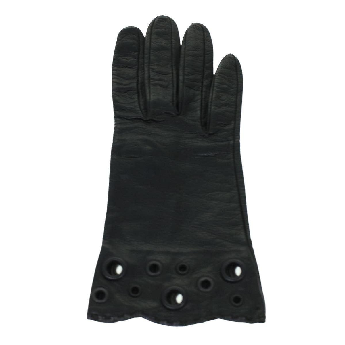 PRADA Gloves Leather Black Auth bs5166